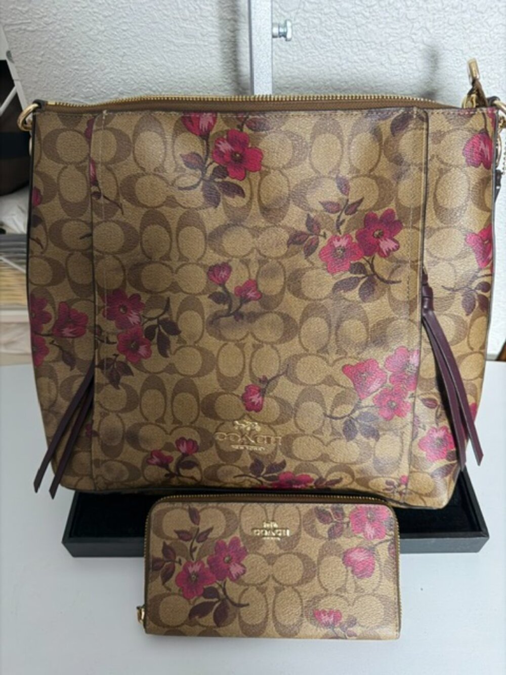 COACH - Floral (Brown & pink) handbag and Wallet